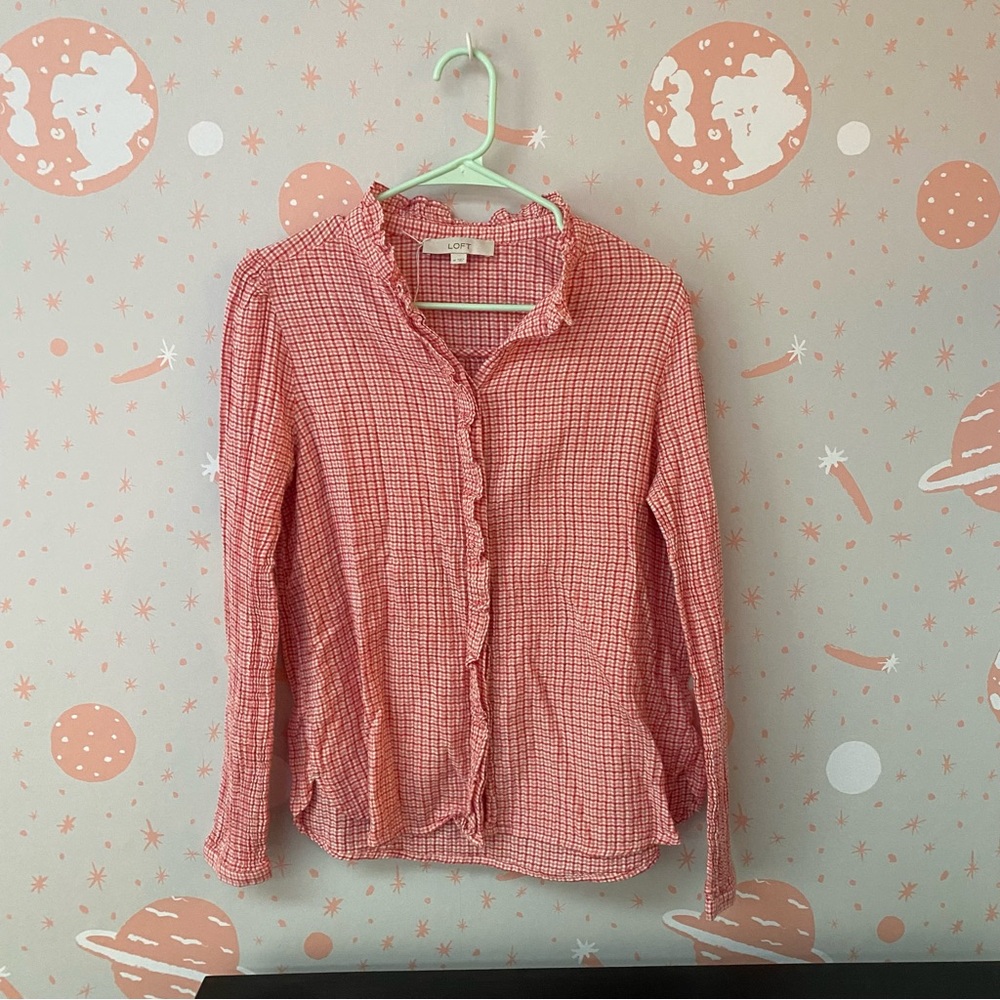 Loft Ruffle Gingham Top - Picture 4 of 7